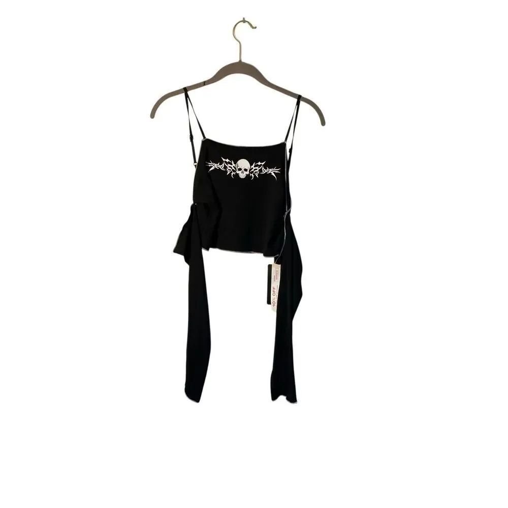 NWT Romwe women’s black skeleton punk whimsigoth Gothic top M